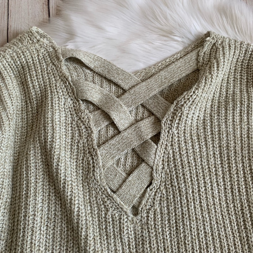 UO Sparkle & Fade Chunky Knit Cross Back Sweater - Picture 5 of 7